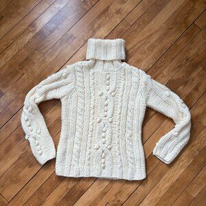 Vintage Cotton Ginny Cable Knit Turtle Neck - Size Small